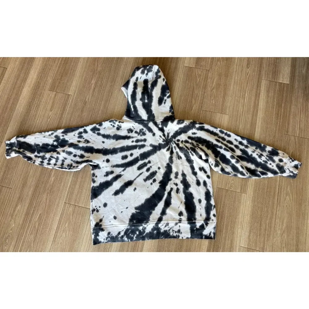 Sleepover by Esther XL Black White Tie Dye Hoodie Handcrafted LA Oversized